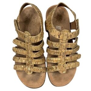Vionic Harissa Sandals Cork‎ Straps Womens Size 7 Tan Low Heel